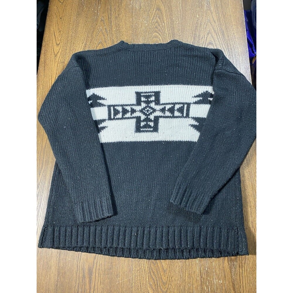 Black White Geometric Pullover Sweater Forever 21 Men SZ L 20pit2pit/26.5length